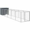 vidaXL VidaXL Hondenhok met ren 110x609x110 cm gegalvaniseerd staal antraciet, hondenkennel, hondenverblijf, huisdierenhok, hondenbench, dierenverblijf Hondenhokken