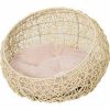 PawHut kattenhuis met kussen, kattenbed, PVC rotan, beige, ؠ56 x 35 cm Kattenhuisjes