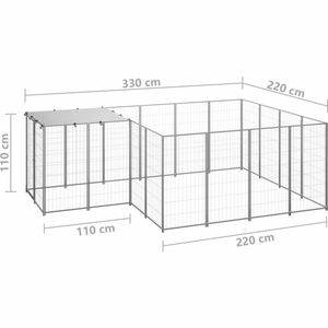 VidaXL Hondenkennel 6,05 m² staal zilverkleurig vidaXL Hondenhokken